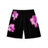 Short de Plage de Vacances Fleur Tropicale Motif de Fleur - Rouge foncé 5XL