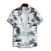 Vacation Couple Outfit Coconut Tree Printed Colorblock Ruched Bust Sweetheart Neck Belt A Line Mini Dress and Roll Up Sleeve Shirt Beach Matching Outfit - Vert clair S | US 4