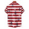 Chemise de Vacances Décontractée Motif de Rayure Zébrée à Manches Courtes - Rouge 5XL