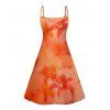 Mini Robe Ligne A Fleurie Plante Imprimées à Bretelle Fine - Orange XXXXXL | US 20