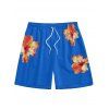 Short de Plage de Vacances Fleur Tropicale Motif de Fleur - Bleu profond 5XL