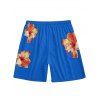 Short de Plage de Vacances Fleur Tropicale Motif de Fleur - Bleu profond 5XL