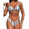 Maillot de Bain Tankini Texturé Découpé à Taille Haute à Col Halter - Noir L | US 8