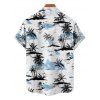 Chemise de Plage Boutonnée Arbre de Noix de Coco Imprimé à Manches Courtes pour Homme - Bleu clair 5XL