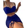 Maillot de Bain Push-Up Festonné en Couleur Unie avec Armature à Coupe Haute - Bleu XL | US 10