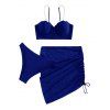 Maillot de Bain Push-Up Festonné en Couleur Unie avec Armature à Coupe Haute - Bleu XL | US 10