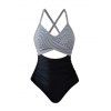 Maillot de Bain de Plage à Bretelle Réglable Croisé Motif de Rayure et de Nœud Papillon Une-Pièce - Noir XL | US 10