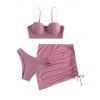 Maillot de Bain Push-Up Festonné en Couleur Unie avec Armature à Coupe Haute - Rose clair XL | US 10