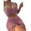 Maillot de Bain Push-Up Festonné en Couleur Unie avec Armature à Coupe Haute - Rose clair XL | US 10