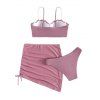Maillot de Bain Push-Up Festonné en Couleur Unie avec Armature à Coupe Haute - Rose clair XL | US 10