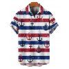 Vacation Couple Outfit Striped Anchor Pattern Spaghetti Strap V Neck A Line Mini Tank Dress and Roll Up Sleeve Shirt Matching Outfit - multicolor S | US 4