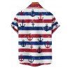Vacation Couple Outfit Striped Anchor Pattern Spaghetti Strap V Neck A Line Mini Tank Dress and Roll Up Sleeve Shirt Matching Outfit - multicolor S | US 4