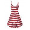 Vacation Couple Outfit Striped Anchor Pattern Spaghetti Strap V Neck A Line Mini Tank Dress and Roll Up Sleeve Shirt Matching Outfit - Rouge S | US 4