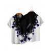 Gothic Couple Outfit Contrast Color Rose Floral Pattern O Ring Dress and Roll Up Sleeve Shirt Vacation Matching Outfit - Noir S | US 4