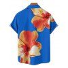Vacation Couple Outfit Tropical Flower Print Spaghetti Strap V Neck A Line Dress and Roll Up Sleeve Drawstrings Shorts Matching Outfit - Bleu profond S | US 4