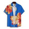 Vacation Couple Outfit Tropical Flower Print Spaghetti Strap V Neck A Line Dress and Roll Up Sleeve Drawstrings Shorts Matching Outfit - Bleu profond S | US 4