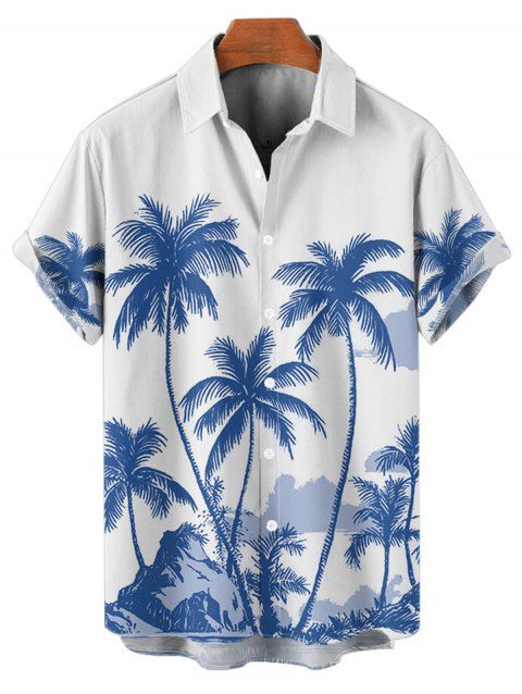 Chemise Décontractée Boutonnée Cocotier Imprimé à Manches Courtes