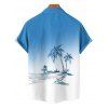 Chemise de Vacances Décontractée Boutonnée Cocotier Imprimé à Manches Courtes - Bleu clair XL