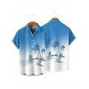Chemise de Vacances Décontractée Boutonnée Cocotier Imprimé à Manches Courtes - Bleu clair XL