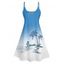 Robe de Plage Ligne A Ombré Cocotier Imprimé à Bretelle Fine sans Manches - Bleu clair L | US 8-10