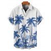 Chemise Décontractée Boutonnée Cocotier Imprimé à Manches Courtes - Bleu Ciel S