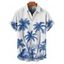 Chemise Décontractée Boutonnée Cocotier Imprimé à Manches Courtes - Bleu Ciel S