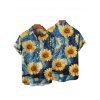 Chemise Décontractée Chaussette de Blouson Feuille Tropicale Imprimée Boutonnée à Manches Courtes pour Homme - Bleu S