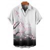 Men's Floral Print Roll Up Sleeve Shirt Button Up Short Sleeve Casual Gentleman Shirt
