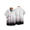 Chemise Décontractée Boutonnée Fleur et Gentilhomme Imprimés à Manches Courtes - Blanc XL
