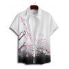 Chemise Décontractée Boutonnée Fleur et Gentilhomme Imprimés à Manches Courtes - Blanc XL