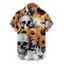 Chemise Décontractée Manches Courtes à Imprimé Tournesols et Crâne pour Hommes - multicolor A 5XL