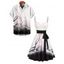 Robe Trapèze Longue Imprimée Florale à Col en Coeur et Ceinture - Blanc S | US 4