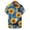 Robe Trapèze Longue Imprimé Tournesol avec Boutons pour Femme - Bleu Ciel S | US 4