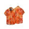 Vacation Couple Outfit Ombre Hibiscus Floral Print Spaghetti Strap V Neck A Line Mini Tank Dress and Roll Up Sleeve Shirt Matching Outfit - ORANGE S | US 4