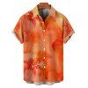 Vacation Couple Outfit Ombre Hibiscus Floral Print Spaghetti Strap V Neck A Line Mini Tank Dress and Roll Up Sleeve Shirt Matching Outfit - ORANGE S | US 4