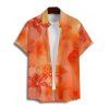 Vacation Couple Outfit Ombre Hibiscus Floral Print Spaghetti Strap V Neck A Line Mini Tank Dress and Roll Up Sleeve Shirt Matching Outfit - ORANGE S | US 4