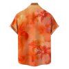 Vacation Couple Outfit Ombre Hibiscus Floral Print Spaghetti Strap V Neck A Line Mini Tank Dress and Roll Up Sleeve Shirt Matching Outfit - ORANGE S | US 4
