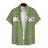 Chemise Décontractée de Vacances Motif de Rose Boutonnée à Manches Roulées pour Homme - Vert clair 4XL