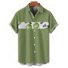 Chemise Décontractée de Vacances Motif de Rose Boutonnée à Manches Roulées pour Homme - Vert clair 4XL