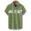 Chemise Décontractée de Vacances Motif de Rose Boutonnée à Manches Roulées pour Homme - Vert clair 4XL