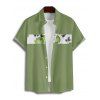 Vacation Couple Outfit Rose Leaf Pattern Mock Button Ruched Bust Empire Waist Belt A Line Mini Dress and Roll Up Sleeve Shirt Matching Outfit - Vert clair S | US 4