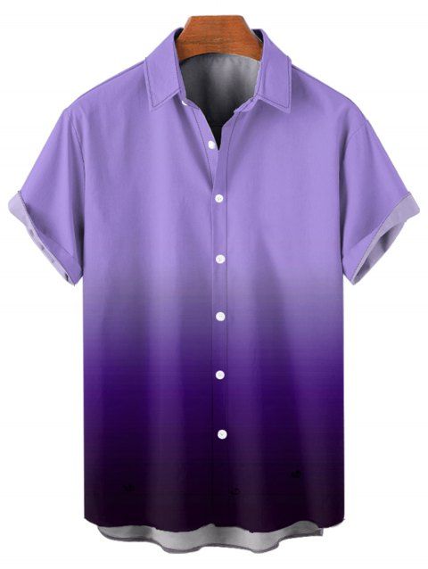 Chemise Décontractée Boutonnée Ombrée Manches Roulées à Col Relevé