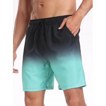 Men's Ombre Drawstrings Beach Shorts Inner Pocket Elastic Waist Board Shorts