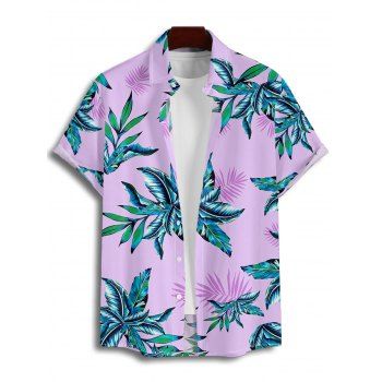 Hawaii Couple Outfit Solid Color Cinched Swim Top Tropical Plant Leaf Pattern Bowknot Boyshorts Tankini Set and Roll Up Sleeve Shirt Vacation Outfit