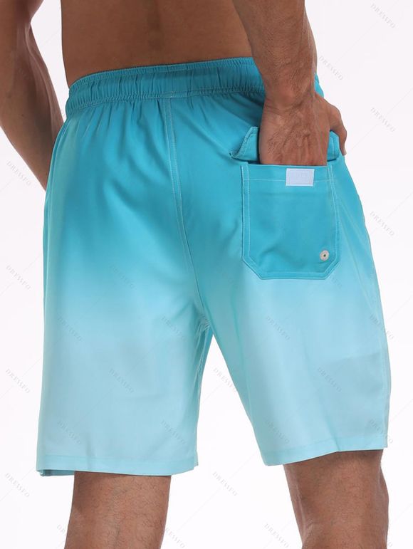Short de plage ombré pour homme avec cordon de serrage et poche intérieure, taille élastique - multicolor A XXXL
