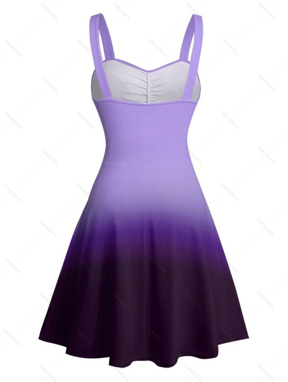 Mini Robe Décontractée Ombrée Ligne A à Taille Empire à Volants - Pourpre XXL | US 14