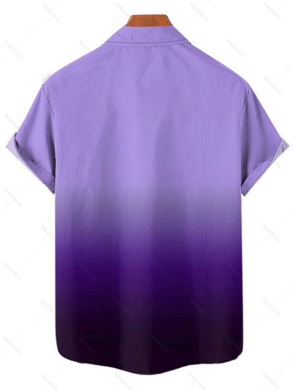 Casual Couple Outfit Ombre Ruched Bust Belt Sweetheart Neck A Line Mini Dress and Roll Up Sleeve Shirt Matching Outfit - Pourpre S | US 4