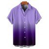 Chemise Décontractée Boutonnée Ombrée Manches Roulées à Col Relevé - Pourpre L