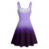 Mini Robe Décontractée Ombrée Ligne A à Taille Empire à Volants - Pourpre L | US 8-10