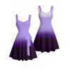 Mini Robe Décontractée Ombrée Ligne A à Taille Empire à Volants - Pourpre XXL | US 14